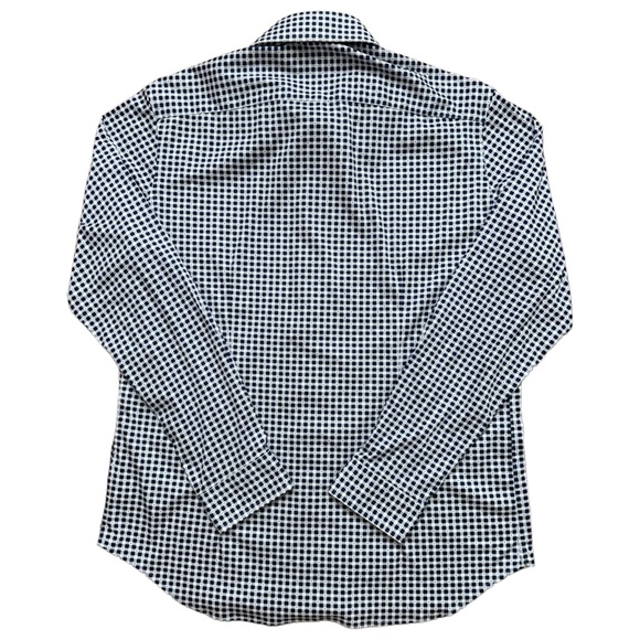 Buttercloth Shirt Mens Size L Long Sleeve Button Stretch Geometric Check Blue - Picture 3 of 6